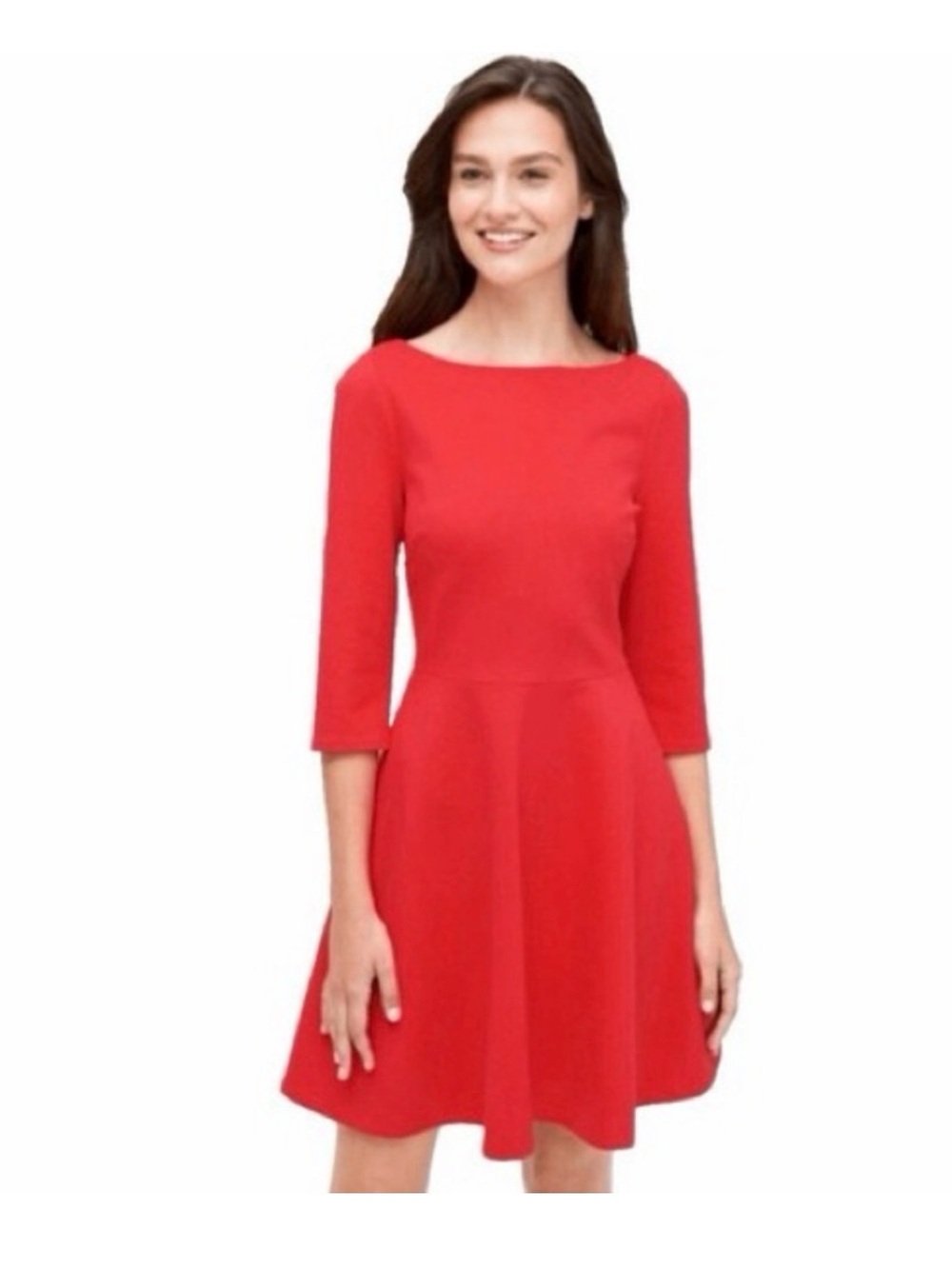 kate spade Red Fit-and-Flare Three-Quarter Sleeve Dress